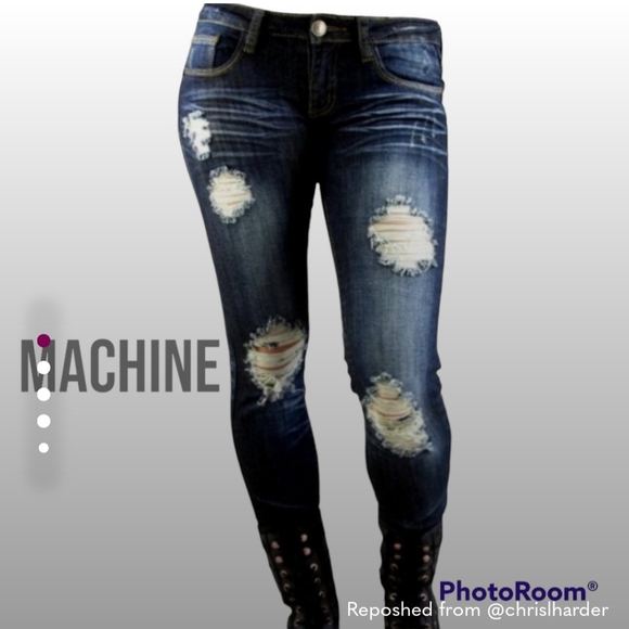 Machine Blue Jeans Distressed - Picture 4 of 4